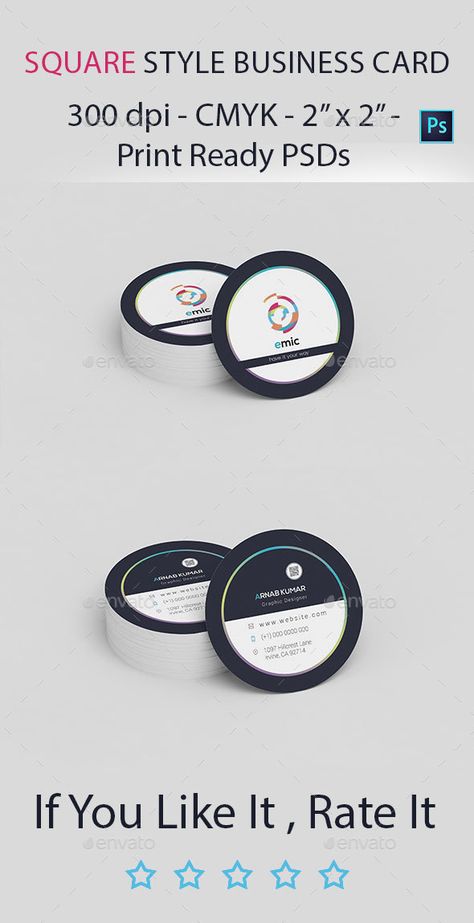 Circle Business Card  -  PSD Template • Download ➝… Circle Business Card, Square Business Card Design, Circle Business Cards, Round Business Cards, Make Business Cards, Business Christmas Cards, Square Business Cards, Future Job, Creative Card