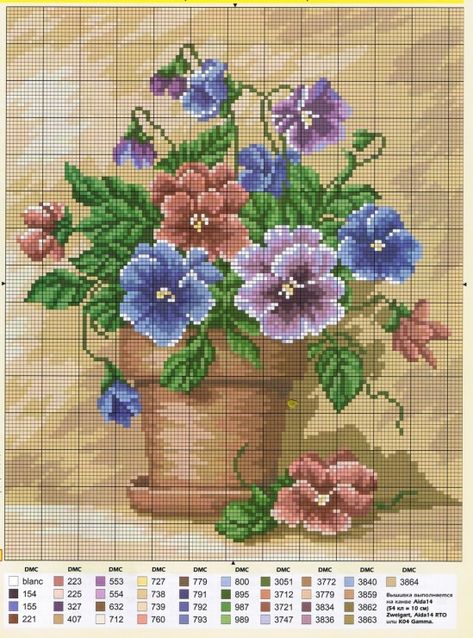 Vogue Kids, Floral Cross Stitch Pattern, Beautiful Cross Stitch Pattern, Stitch Flowers, Cross Stitch Love, Pola Kristik, Beautiful Cross Stitch, Cross Stitch Needles, Pola Sulam