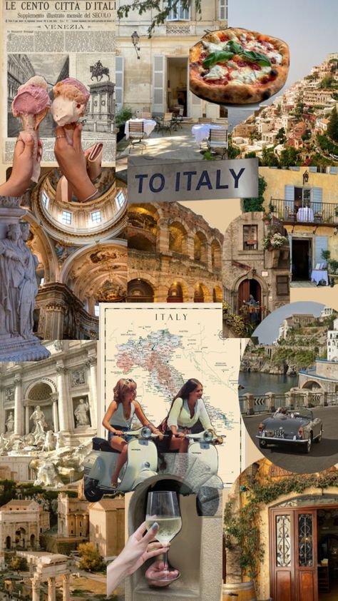 #Italy #vintage #traveling #Venice #Rome #aesthetic #wallpaper Old Italy Aesthetic, Italy Aesthetic Collage, Naples Italy Aesthetic, Vintage Italy Aesthetic, Europe Vibes, Italian Summer Aesthetic, Italian Aesthetic, Italy Poster, Europe Aesthetic