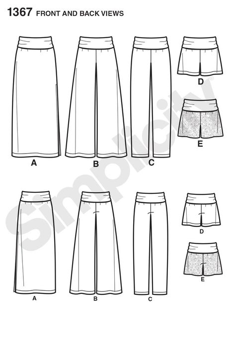 Purchase Simplicity 1367 Misses' Slim Maxi Skirt, Wide Leg Pants, Slim Pants & Shorts and read its pattern reviews. Find other Easy to Sew, Skirts, sewing patterns. Sew Maxi Skirts, Maxi Skirt Sewing Pattern, Pants Pattern Free, Long Skirt Pattern, Diy Pants, Pants Sewing, Wrap Pants, Pants Sewing Pattern, Skirt Patterns Sewing