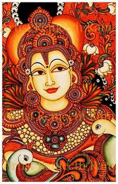 Kerala mural Kerala Art, Art Gallery Paintings, Mural Art Design, Mural Paintings, Paintings Oil, Kerala Mural Painting, Paintings Acrylic, Indian Art Gallery, Charcoal Drawings