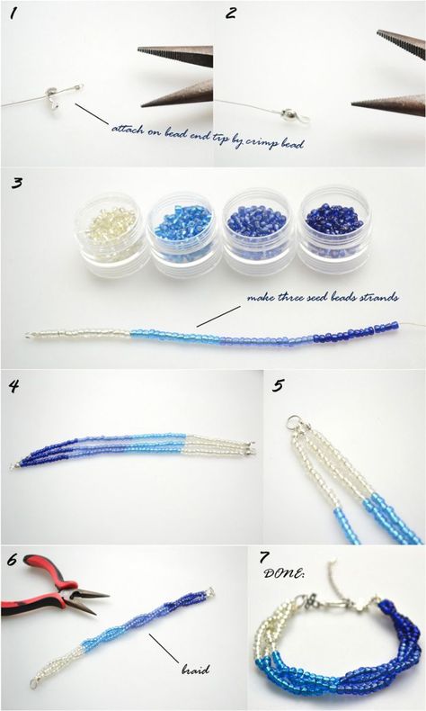 How to make bead jewelry patterns-seed bead bracelet instructions – Pandahall Seed Bead Jewelry Tutorials, Bracelets With Beads, Seed Bead Tutorials, Pola Manik, Making Bracelets With Beads, Gelang Manik-manik, Gelang Manik, Beaded Jewelry Tutorials, Beads Bracelets