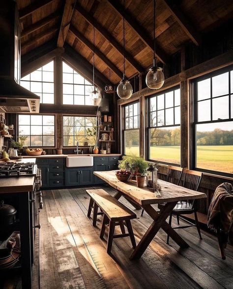 Vaulted ceilings have my heart right now, even if it’s a slight vault 😍😍 - swipe through - what’s your favorite?? Design… | Instagram House Flippers, Barn Interior, Cabin Interiors, Rustic Home Design, Cabin Living, Tiny Cabin, Shed Homes, Vaulted Ceilings, Tiny House Cabin