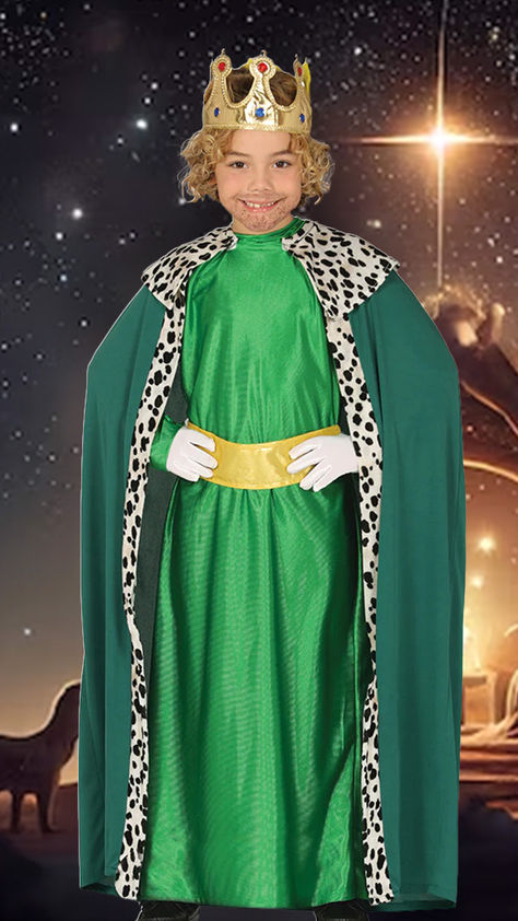 Green Wise Man Costume Wise Man Costume, Elf Fancy Dress, Nativity Costumes, Boys Fancy Dress, Costumes For Adults, Roi Mage, Christmas Fancy Dress, King Costume, Star Costume