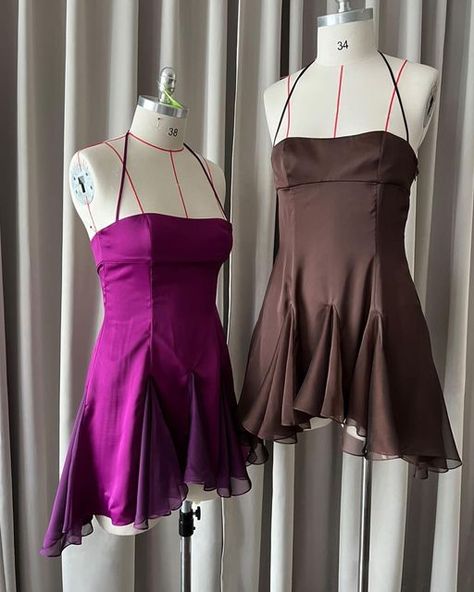 Stolen Stores - Shop online ✨🔥 on Instagram: "Stolen Goods @onarins 💜 Ms. Godet Mini Dress (Limited - Purple) 🤎 Ms. Godet Mini Dress (Custom - Brown) www.stolenstores.com #stolenstores #stolen #onarins #houseofgodet" Godet Mini Dress, Dress With Godets, Y2k Outfits Winter, Stolen Stores, Purple Y2k, Godet Dress, Fashion Courses, Angel Costume, Project Board