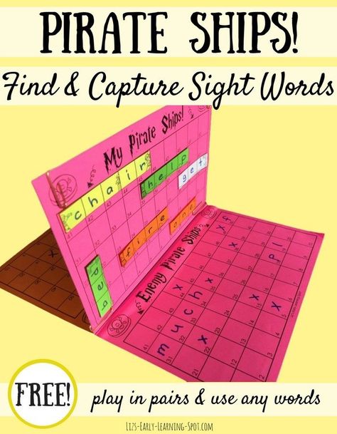 FREE Printable Sight Word Game Sight Words Printables, Teaching Sight Words, Pirate Ships, Spelling Activities, Sight Word Practice, Sight Word Activities, Sight Word Games, First Grade Reading, Word Practice