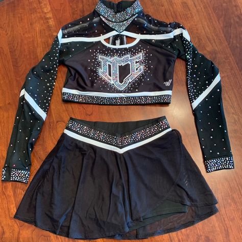 Ice Cheer Uniform Brand New, Never Worn (Never Came With Tags, Has Original Bag From Company) By Varsity Size Adult Medium - Top Size Adult Small - Bottom Varsity Cheer Uniforms, Varsity Dress, Cheer Costumes, Cheer Tops, Sequin Mesh Dress, Varsity Cheer, Side Split Maxi Dress, Ice Dresses, Cheer Outfits