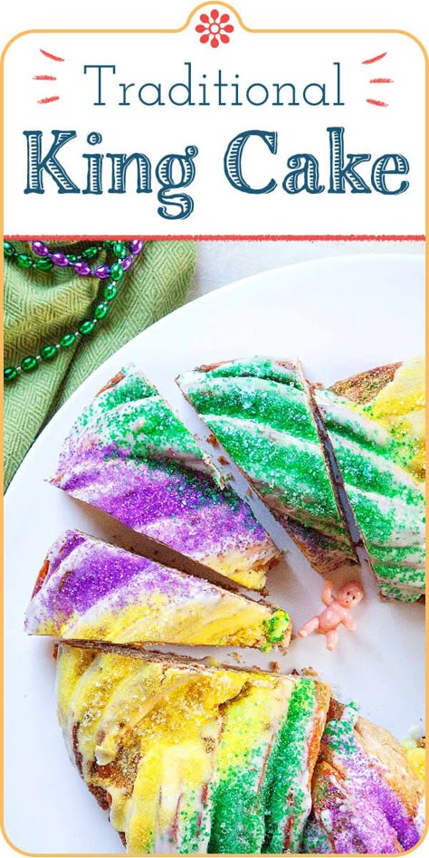 Louisiana Meals, Cajun Desserts, Overnight Brioche, Kings Cake, Nola Recipes, Mardi Grad, Brioche Dough, King Cakes, King Cake Recipe