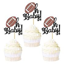 Baseball Baby Shower Cake, Baby Cupcake Toppers, Baby Birthday Party Decorations, Football Baby Shower, Baby Shower Party Themes, Glitter Baby Shower, Baby Cupcake, Baby Shower Cupcake Toppers, Cake Decorating Kits