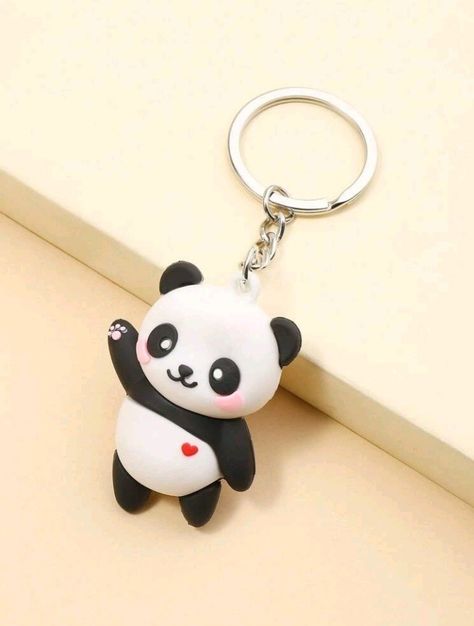 Panda Clay Art, Aesthetic Boarders, Aesthetic Boarders Designs, Diy Crafts Pencil Case, Homemade Headbands, Panda Keychain, Interior Design Sketchbook, Handmade Greeting Card Designs, Clay Keychain