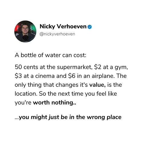 A bottle of water teaches us a valuable lesson: our worth is not defined by others, but by the environment we find ourselves in. Remember, when you feel undervalued, it's not a reflection of your true worth. It may simply mean you're in the wrong place. 🌟💧 A Bottle Of Water, Bottle Of Water, Remember When, The Environment, Worth It, How Are You Feeling, Feelings, Quotes, Water