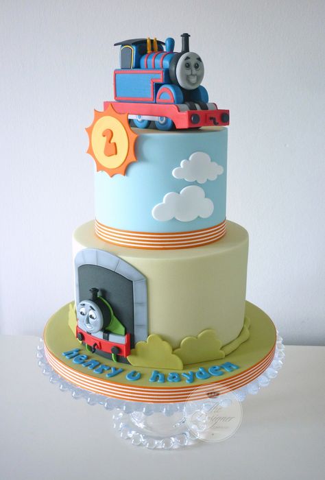 Thomas the Tank Engine birthday cake Thomas And Friends Cake, Thomas Birthday Cakes, Thomas The Train Birthday, Thomas Train Cake, Thomas Birthday Parties, Thomas Cakes, Second Birthday Cakes, Thomas The Train Birthday Party, Train Birthday Cake