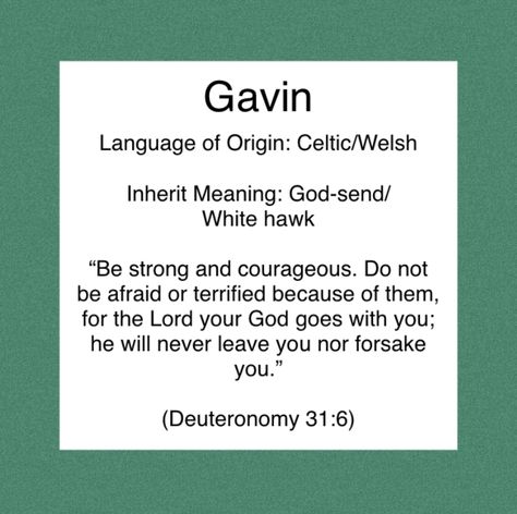 Gavin Name, Deuteronomy 31 6, Be Strong And Courageous, Name Meaning, Never Leave You, Do Not Be Afraid, Names With Meaning, Meant To Be, The Originals