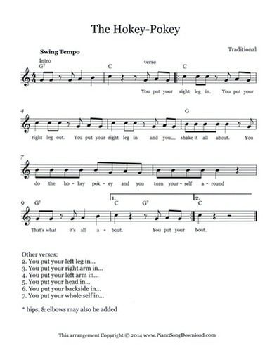 Hokey Pokey Song, Childhood Songs, Nursery Rhymes Lyrics, Children Songs, Hokey Pokey, Hymn Sheet Music, Hymn Music, Camp Songs, Classroom Songs