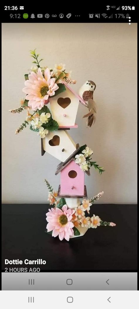 Dollar Tree Bird House Diy, Hummingbird Crafts Diy, Dollar Tree Birdhouse Diy, Bird House Decor, Dollar Tree Birdhouse Crafts, Dollar Tree Bird House Ideas, Spring Craft Ideas, Spring Dollar Tree Crafts, Bee Crafts For Adults Diy