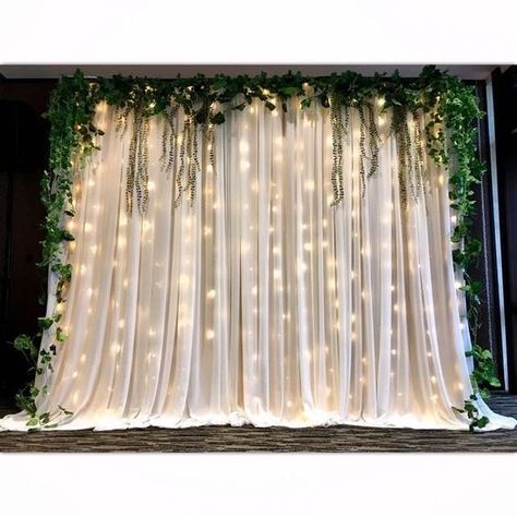 Wedding Backdrop Lights, Decor Photobooth, Curtain Decoration, Photo Booth Backdrop Wedding, Baby Backdrop, Rustic Wedding Decorations, Light Backdrop, Wedding Backdrop Decorations, Wedding Design Decoration