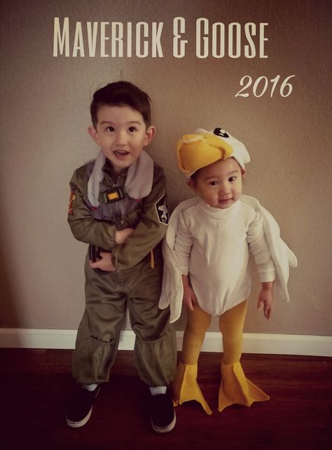 my son Maverick and his sidekick Goose.  #Topgun Goose Maverick Costume, Maverick And Goose Costume, Goose Costume, Porch Goose, Maverick And Goose, 2023 Halloween, Party Costumes, Boy Halloween Costumes, Halloween 2024