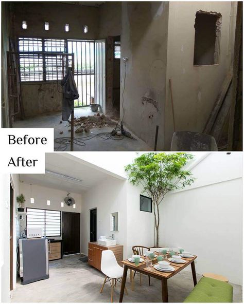 Amazing Renovation Restoration Completely Transforms 40-Year-Old House | Before and After Photos Before And After Renovation Old Houses, Renovation House Before And After, Small Old House Renovation, House Renovation Ideas Before And After, Old House Before And After, Before And After Home Interior, Restoring Old Houses, Terrace House Exterior, Old Style House