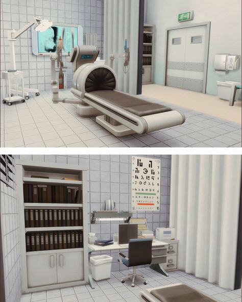 Sims Hospital Build, Sims 4 Hospital Build Layout, Bloxburg Hospital, Sims 4 Hospital, Bloxburg Town, The Sims 4 Lots, Cozy Games, The Sims 4 Packs, Sims 4 House Design