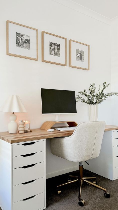 Kate Elise Morris | Whenever I share my office space on my stories you guys always ask where my desk is from! So here are the details. It’s a super easy… | Instagram Ikea Home Office, Guest Bedroom Home Office, Small Room Makeover, Cubicle Decor Office, Office Decor Professional, Small Home Offices, Office Guest Room, Study Inspo, Home Office Setup