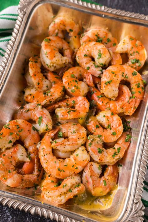 Buttery baked shrimp tossed in lemon pepper and Old Bay seasoning keeps its classic yet flavorful. Toss and bake, that's all there is to it! Oven Roasted Shrimp Sheet Pan, Shrimp Recipes Oven, Baked Shrimp Recipes Oven, Oven Shrimp Recipes, Shrimp Bake, Oven Baked Shrimp, Oven Roasted Shrimp, Easy Grilled Shrimp Recipes, Baked Shrimp Recipes