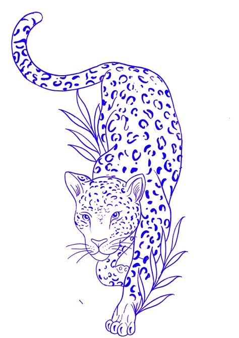 Cheetah Flower Tattoo, Leopard Print Tattoo Stencil, Leopard Tattoo Stencil, Leopard Tattoo Design For Women, Female Rib Tattoos, Tiger Hip Tattoo, Simple Tiger Tattoo, Jaguar Tattoo Design, Big Tattoo Ideas