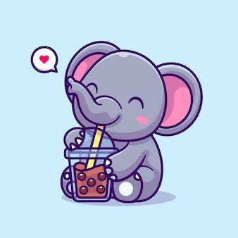 Drink Boba, Elephant Doodle, Cheerful Art, Holiday Logo, Boba Milk Tea, Elephant Images, Boba Milk, Elephant Stickers, Elephant Drawing