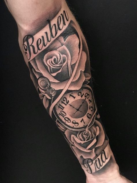 Girl Half Sleeve Tattoos, Tattoo Trends 2023, Forearm Name Tattoos, Ink Magic, Inside Of Arm Tattoo, Memorial Tattoo Ideas, Arm Tattoos For Guys Forearm, Memorial Tattoo Designs, Half Sleeve Tattoos Forearm