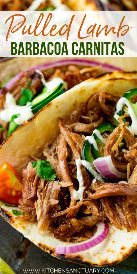 Barbacoa Sauce, Lamb Tacos Recipes, Lamb Barbacoa, Barbacoa Tacos, Lamb Taco, Pulled Lamb, Lamb Salad, Con Carne Recipe, Lamb Steaks