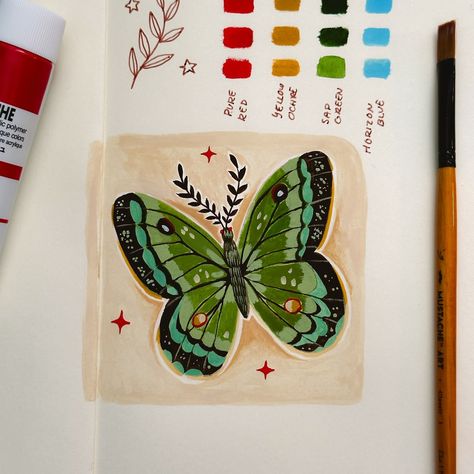 Acryla Gouache, Sketchbook Painting, Sketchbook Tour, Painting Gouache, Gouache Illustrations, Butterfly Illustration, Watercolour Inspiration, Gouache Art, Sketchbook Pages