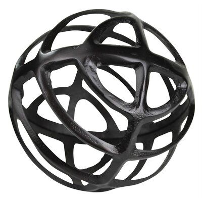 Transform your space with this refined and vintage looking accent decor that provides the right atmosphere for any occasion. It has an open design metal frame sphere and is accented in a finish revamping your existing decor. This stylish piece makes a gorgeous display when placed in the living room or entryway, on a shelf or mantle. Finish: Black | Latitude Run® Ismaeel Open Design Metal Frame Sphere Accent Decor Metal in Black, Size 7.0 H x 7.0 W x 7.0 D in | Wayfair | Home Decor Geometric Sphere, Space Frame, Unique Display, Open Design, Metal Sculpture, Black 7, Contemporary Decor, Touch Of Modern, Minimal Design