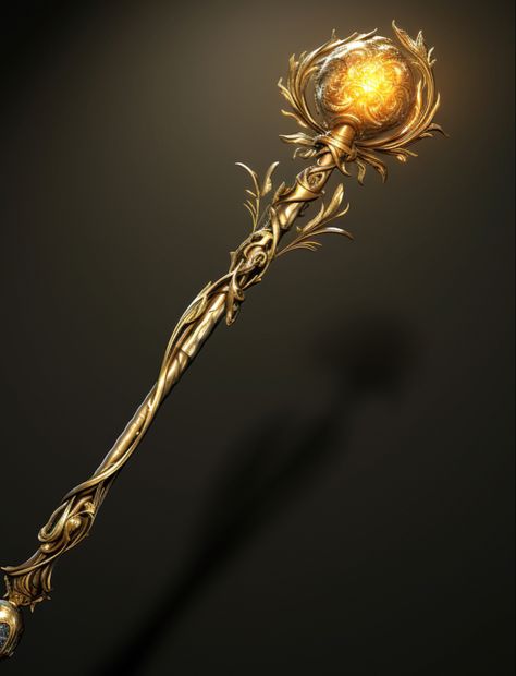 Silver Staff Fantasy Art, Gold Staff Fantasy Art, Magic Staff Fantasy Art, Sorcerer Staff Concept Art, Dnd Staff Art, Fantasy Scepter, Magic Staff Concept Art, Staff Fantasy Art, Scepter Design