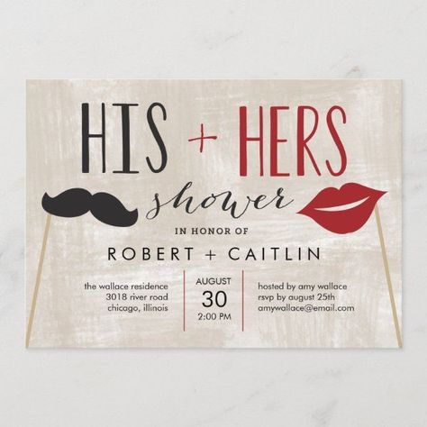 His Hers Couple Shower Invitation #engagementpartyinvitations #weddingengagement #weddingparty #zazzleinvitations #weddinginvitations Modern Bridal Shower Invitations, Simple Bridal Shower, Couple Wedding Shower, Chic Bridal Showers, Spring Bridal Shower, Spring Wedding Invitations, Modern Bridal Shower, Wedding Shower Games, Couples Shower Invitations