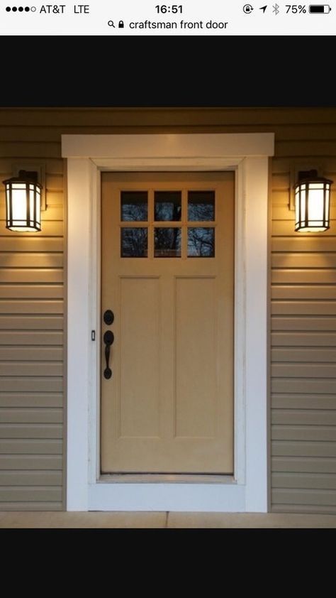 Front Door Craftsman, Craftsman Style Front Doors, Window Front Door, Front Door Molding, Exterior Door Frame, Exterior Door Trim, Exterior Home Renovation, Craftsman Front Doors, Craftsman Style Doors