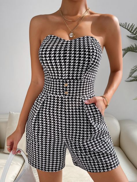 Tube Romper, Comfy Jumpsuits, Diy Vetement, Strapless Romper, Black And White Style, White Casual, Rompers Women, Tulum, Tube Top