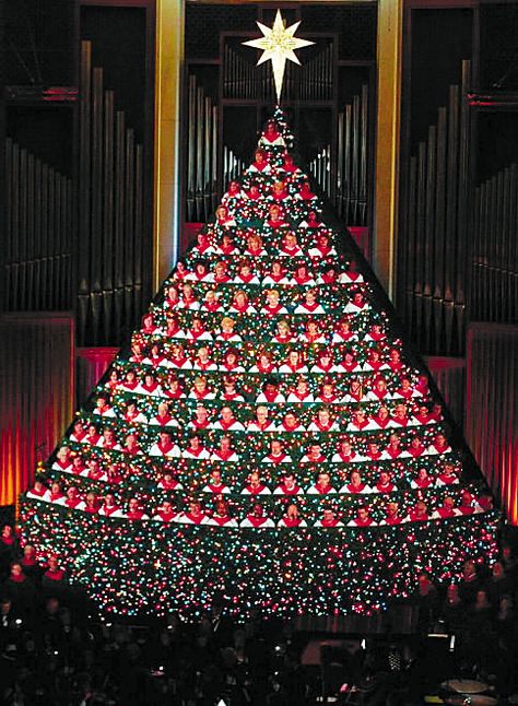 Living Christmas Tree at First Baptist Church in Huntsville. Living Christmas Tree, Singing Christmas Tree, Christmas Caroling, Church Christmas Decorations, Live Christmas Trees, The Christmas Story, Christmas Story, Baptist Church, Holiday Tree