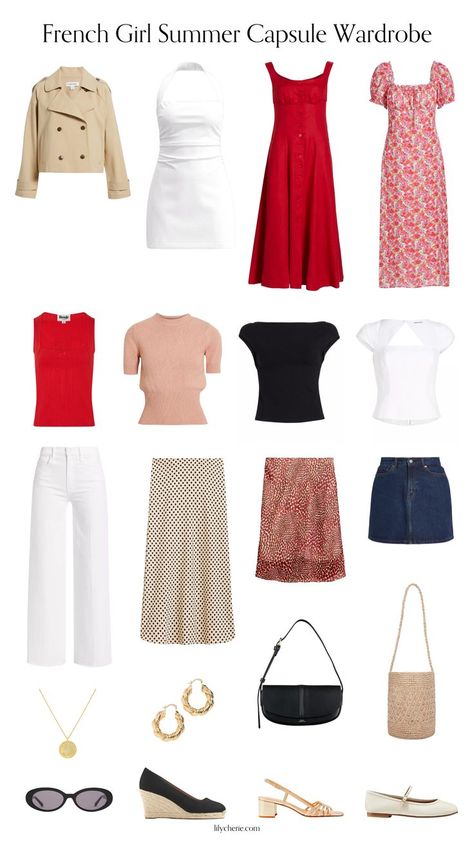 french summer capsule wardrobe French Girl Apartment, Best Ikea Finds, French Girl Summer, French Style Parisian Chic, Parisian Style Decor, Paris Fashion Summer, French Style Outfits, Style Parisian Chic, French Style Clothing