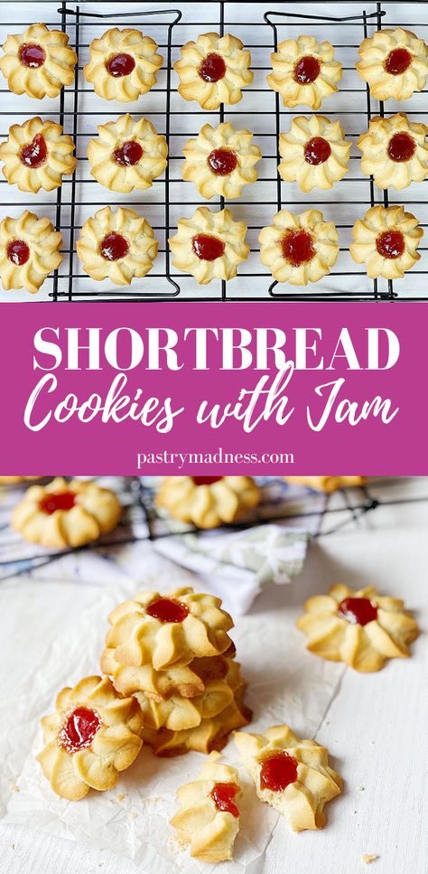 Strawberry Jam Shortbread Cookies, Shortbread And Jam Cookies, Shortbread With Jam, Cookies With Strawberry Jam, Shortbread Cookie Recipe Easy, Strawberry Butter Cookies, What To Make With Jam, Desserts With Strawberry Jam, Jam Shortbread Cookies