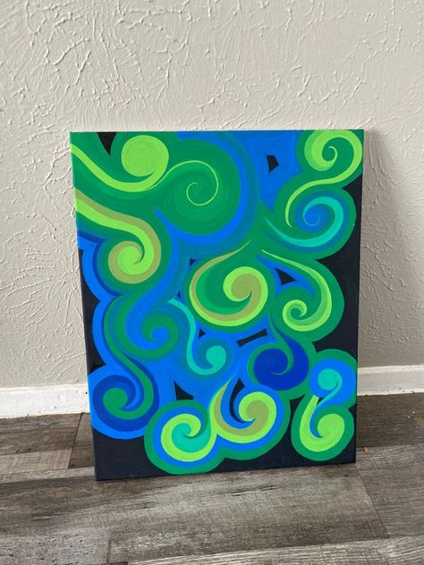 Acrylic Swirl Abstract Painting on Black Background | Etsy Painting On Black Background, Abstract Painting Easy, Easy Abstract Painting, Swirl Art, Acrylic Abstract Painting, Psychadelic Art, Easy Canvas Art, Abstract Acrylic Painting, Acrylic Abstract