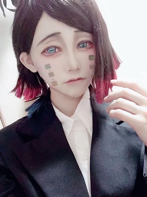 Enmu Cosplay Makeup, Enmu Demon Slayer Cosplay, Enmu Cosplay, Cosplay Ideas Women, Anime Cosplay Makeup, Face Artwork, Kostum Cosplay, Anime Makeup, Snk Cosplay