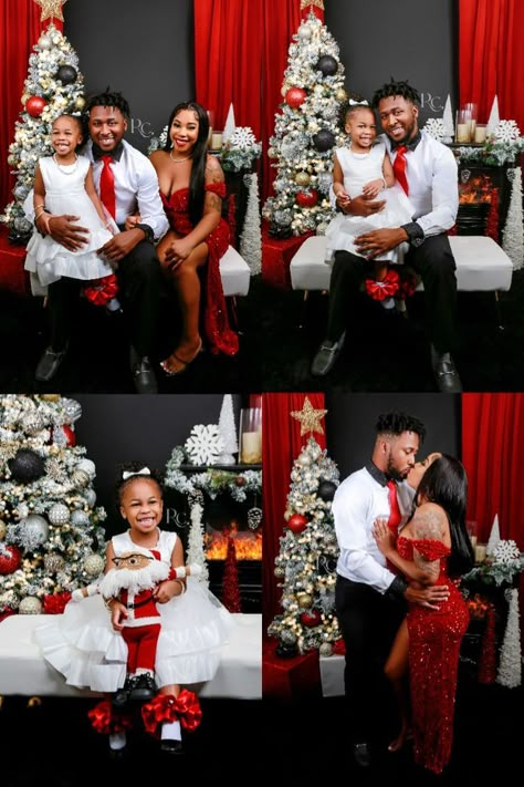 Red Christmas Family Outfits, Christmas Photo Outfits Neutral, Black And Red Christmas Photos, Red Christmas Photoshoot Family, Red Christmas Family Pictures, Black Family Valentines Day Photoshoot, Red And Black Christmas Family Pictures, Christmas Pictures Family Outfits Red, Christmas Photoshoot Black Family