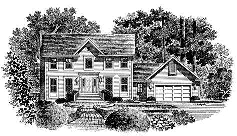 Colonial Revival House Plan with 2150 Square Feet and 4 Bedrooms from Dream Home Source | House Plan Code DHSW54058 Colonial Floor Plans, Classic Colonial Homes, L Shaped Stairs, Small Colonial, Manor Floor Plan, Master Bath Suite, Colonial Revival House, Fireplace Drawing, Colonial Style House