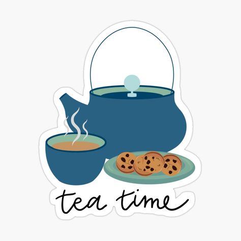 It's tea time by Ray1610 ⭐⭐⭐⭐ | Redbubble Pickwick Papers, Tea Journal, Cake Stickers, Books Journal, Kindle Stickers, Colorful Stickers, Aesthetic Sticker, Scrapbook Gift, Cream Tea