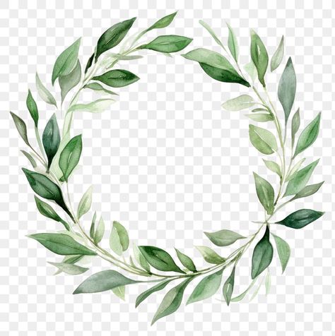 Laurel Wreath Crown, Watercolor Leaf, Green Circle, Leaf Illustration, Elegant Watercolor, Leaf Drawing, Framed Botanicals, Leaf Background, Wreath Watercolor