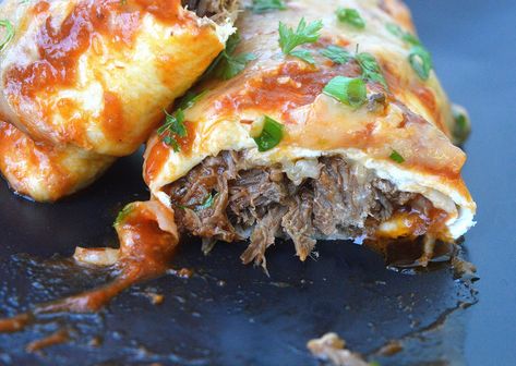 Incredibly delicious Beef Enchiladas These are SO good, they could be the best you've ever had in or out! Roast Beef Enchiladas, French Onion Roast, Steak Enchiladas, Beef Enchilada Dip, Shredded Beef Enchiladas, Roast Beef Sliders, Beef Enchilada Recipe, Beef Enchilada, Authentic Mexican Recipes