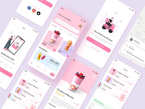 Bahama Bucks, Presentations Ideas, Drink App, Drink Delivery, Figma Design, Meal Planning App, App Design Layout, Desain Ui, Ice Cream Design