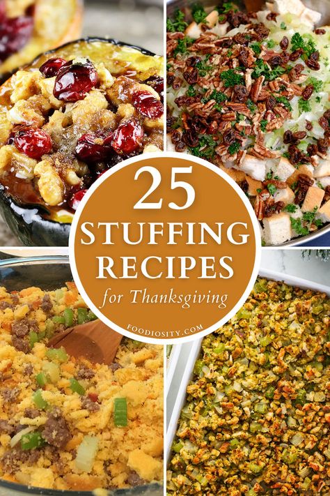 Elevate Your Thanksgiving Feast with 25 Easy Stuffing Recipes! From traditional flavors to creative twists, these ideas are perfect for completing your holiday table. Click for simple, delicious stuffing inspirations! Easy Turkey Stuffing, Savory Stuffing Recipes, Delicious Stuffing Recipe, Homemade Stuffing Recipes, Best Stuffing Recipe, Easy Stuffing Recipe, Turkey Stuffing Recipes, Best Stuffing, Thanksgiving Stuffing Recipes