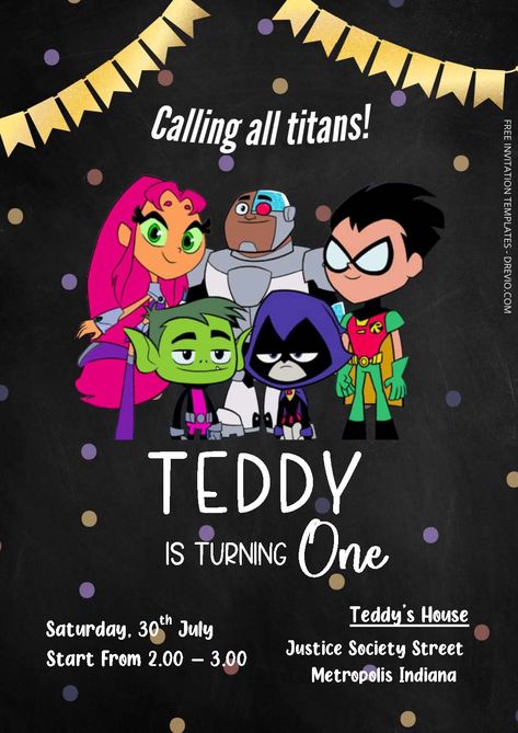 Free Free Editable Word - Teen Titans Birthday Invitation Templates Attention, Super Moms! Is your child a fan of the Teen Titans? Get ready to embark on a memorable adventure by throwing a Teen Titans-themed party that will make you the ultimate superhero in their ey... Teen Titans Birthday Party, Catchy Phrases, Teen Titan, Free Invitation Templates, Super Mom, A Teen, Editable Invitations, Teen Titans, Themed Party