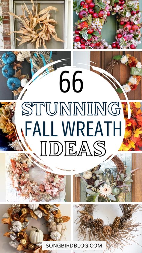 Easy Diy Fall Wreath Dollar Stores, Fall Metal Wreaths Diy, Hobby Lobby Fall Wreath Diy, Small Fall Wreaths, Wire Frame Wreath Diy, Fall Diy Wreathes, Fall Door Wreaths Ideas, Outdoor Wreaths Weatherproof, Diy Fall Wreath For Front Door Tutorials