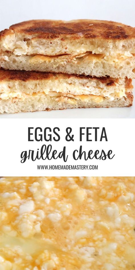 This is a simple grilled egg sandwich with feta cheese – a tasty breakfast recipe you'll want to try! Grilled Feta Cheese Sandwich, Feta Cheese Sandwich, Feta Sandwich, Ham And Egg Sandwich, Greek Pita, Feta Cheese Recipes, Pita Sandwiches, Ham And Eggs, Egg Sandwiches